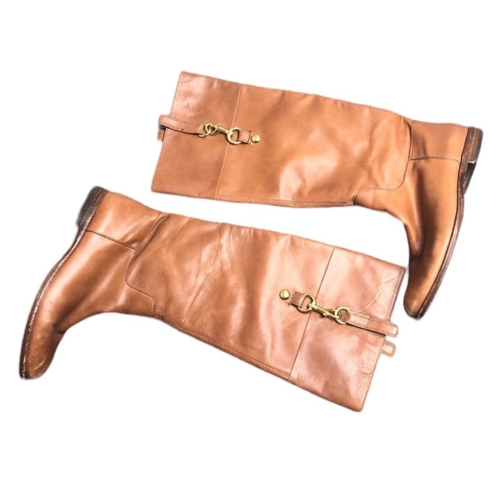COACH Martta Tall Tan Leather Riding Boots in Cinnamon Size 7.5 - Picture 5 of 8